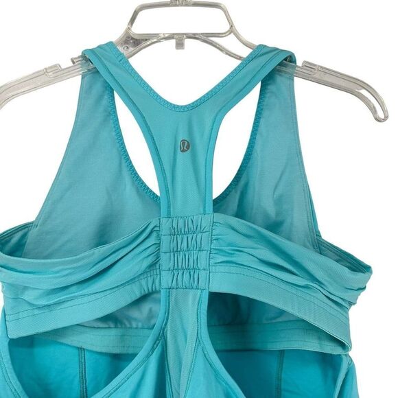 Lululemon Turbo Tank Size 10 Aqua Blue Built In Bra Active Wear Scoop Neck Top - Picture 3 of 10